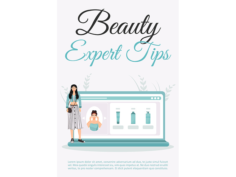 Beauty expert tips poster flat vector template