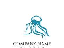 Jellyfish icon illustration design, simple logo template vector