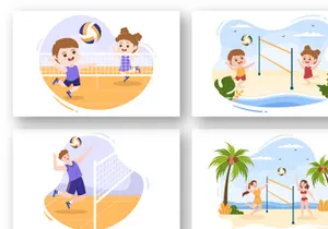 15 Volleyball Player Cartoon Illustration