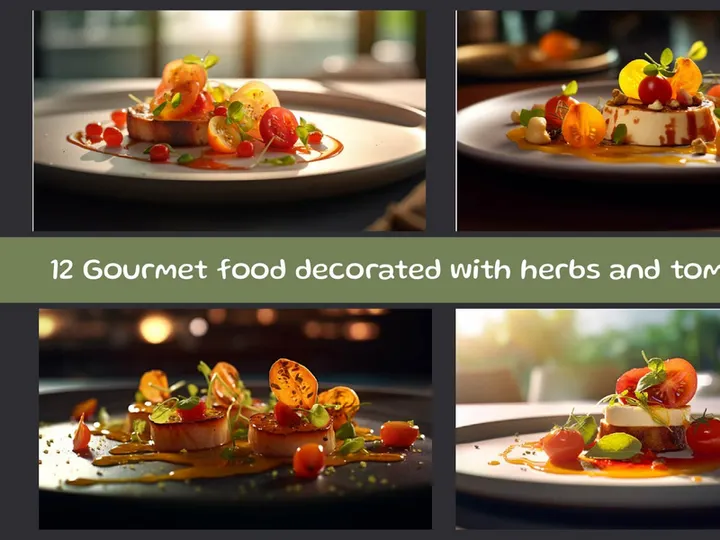 Gourmet food decorated with herbs and tomatoes