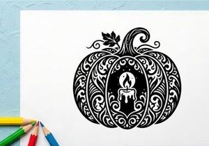 Elegant Halloween Pumpkin with Candle Design for Autumn Decor
