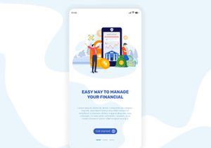 Financial onboarding mobile app illustration concept