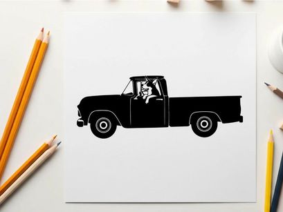 Silhouette of a classic pickup truck with a single cab