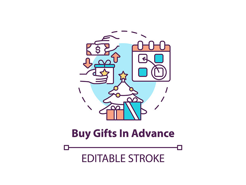 Buying gifts in advance concept icon