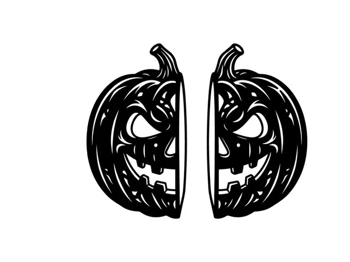 Black Halloween Pumpkin Jack-o'-Lantern with Menacing Face