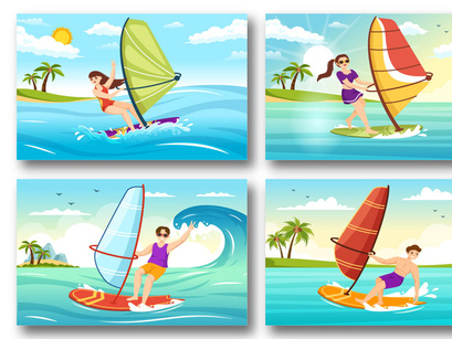12 Windsurfing Sport Illustration