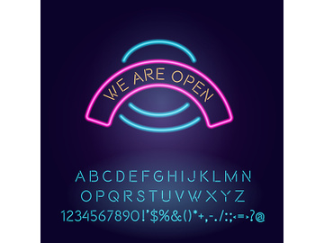 We are open vector neon light board sign illustration preview picture