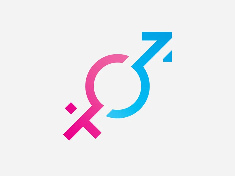 Gender symbol logo of sex and equality of males and females vector illustration