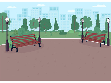 City park flat color vector illustration preview picture