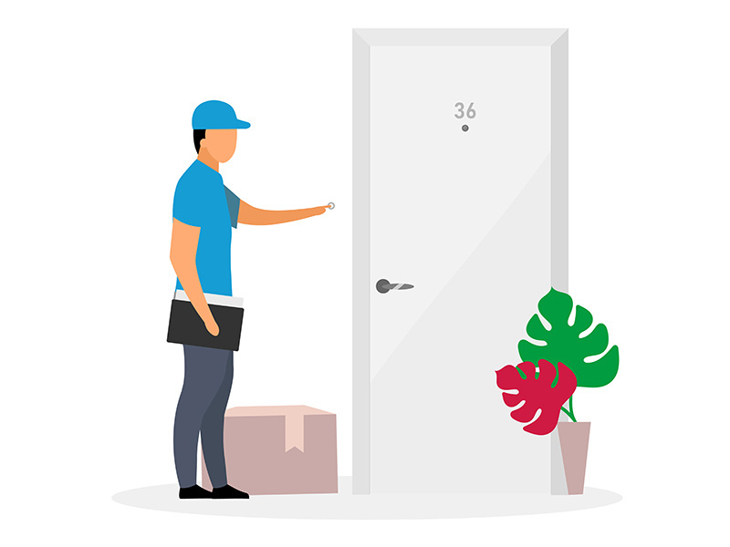 Door-to-door delivery flat vector illustration