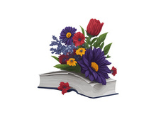 Vector Illustration Books decorated by flowers