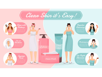 Skin care routine flat color vector informational infographic template preview picture