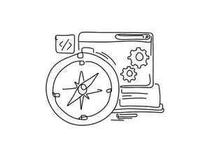 Flat Illustration Outline Intelligence AI