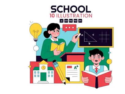 10 School Vector Illustration