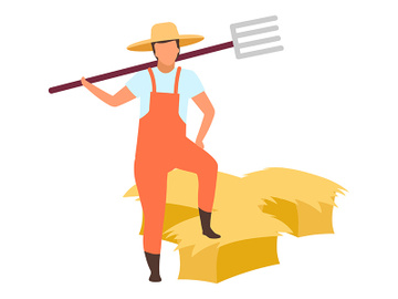 Hay harvesting flat vector illustration preview picture