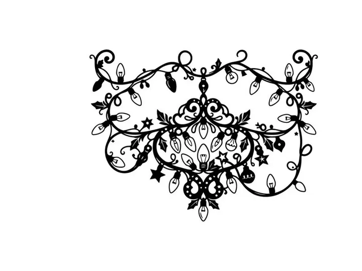 Christmas string lights silhouette, festive holiday garland decoration on white background.