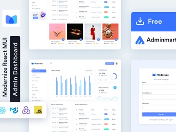 Modernize Free React MUI Admin Dashboard Template preview picture