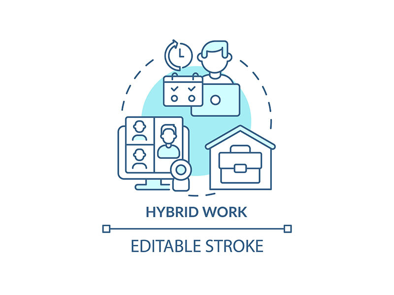 Hybrid work turquoise concept icon