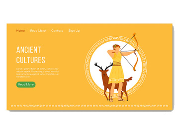 Ancient cultures landing page vector template preview picture