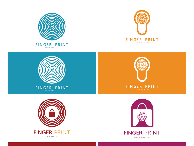 simple flat fingerprint logo,for security,identification,badge,emblem,business card,digital,vector