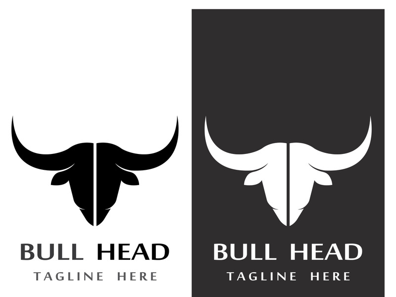 Retro vintage bull head horns logo design.