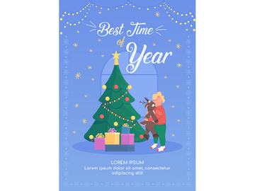 Happy New Year poster flat vector template preview picture