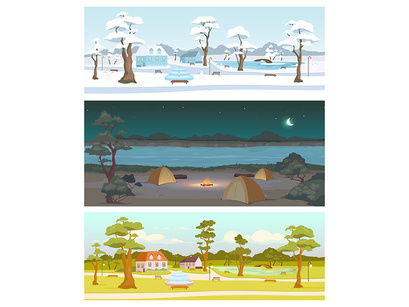 Cartoon landscapes bundle