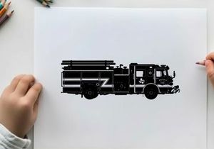 Silhouette of a fire truck vehicle emergency response