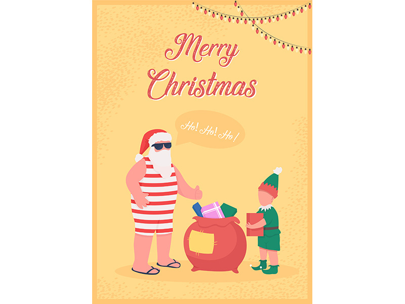Santa Claus greeting greeting card flat vector template