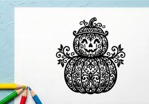 Labu Hias dengan Desain Filigree Hitam Rumit