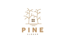 Pine Tree Logo, Luxurious Elegant Simple Design