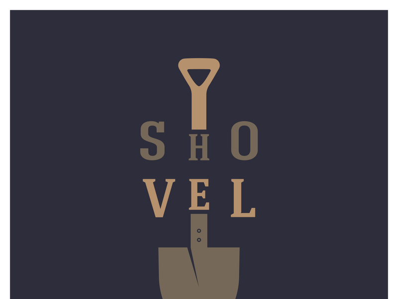 Shovel logo for agriculture, excavation,building, mining foundation. gardening vector set design with leaves