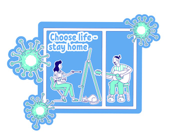 Choose life stay home thin line concept vector illustration preview picture
