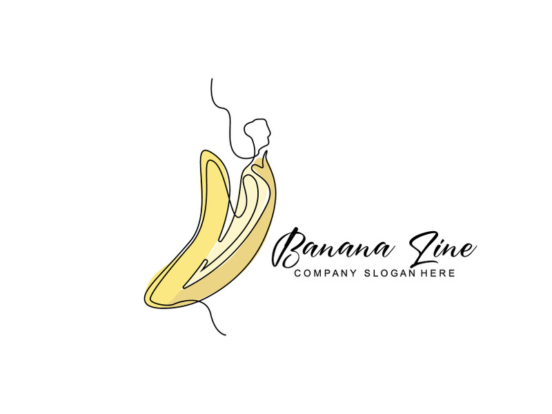 Banana Logo Design, Fruit Vector With Line Art Style, Product Brand Walpaper Illustration
