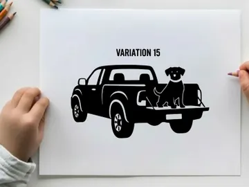 Silhouette of a dog in the back of a pickup truck variation preview picture