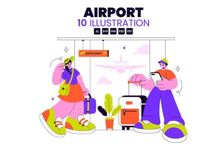 10 Airport Vector Illustration