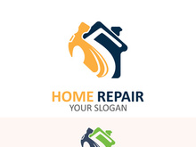 Home repair logo design vector with handyman service construction vector