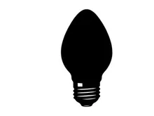 Schwarze Silhouette einer klassischen Glühbirne auf weißem Hintergrund isoliert.