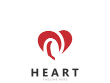 Heart logo design template, luxury ribbon Valentines day and love stripe logotype