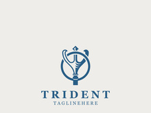 Trident Poseidon Logo, Spear Simple Vintage Template Design