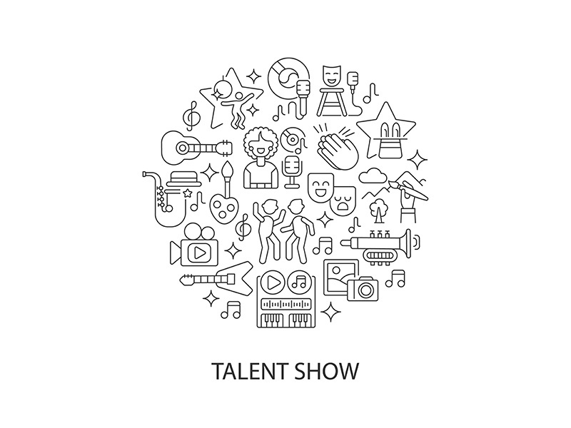 Talent show abstract linear concept layout with headline