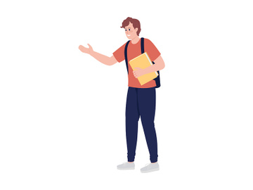 Friendly student semi flat color vector character preview picture