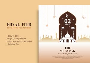 Eid mubarak social media post template design Premium Vector