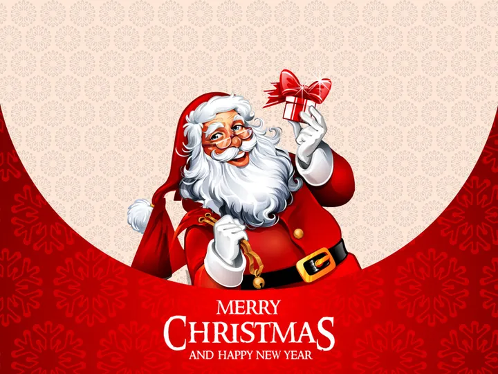 ChristmasVector Illustration of Santa Claus carrying sack full of gifts