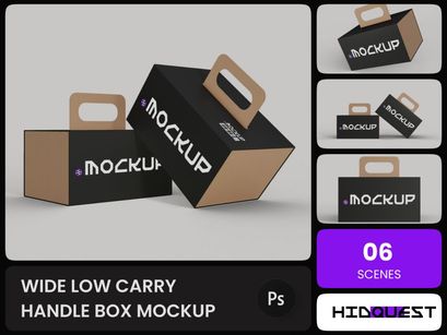 Wide Low Carry Handle Box Mockup