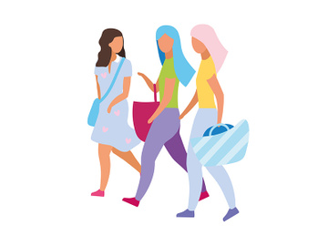 Shopping with friends semi flat color vector characters preview picture