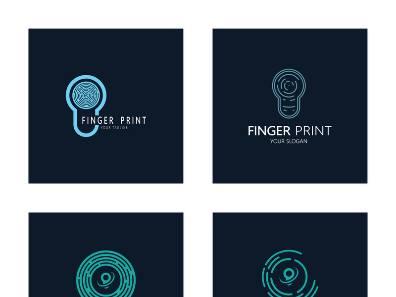 simple flat fingerprint logo,for security,identification,badge,emblem,business card,digital,vector