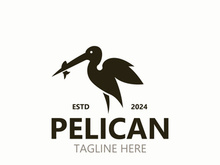 Pelican bird silhoutte vintage logo vector illustration template icon graphic design