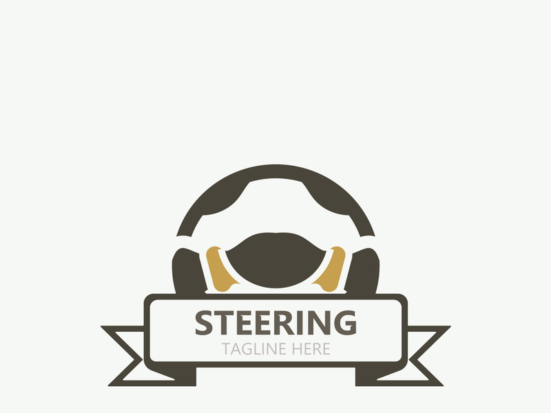 Steering wheel logo automotive car design garage auto repair workshop illustration