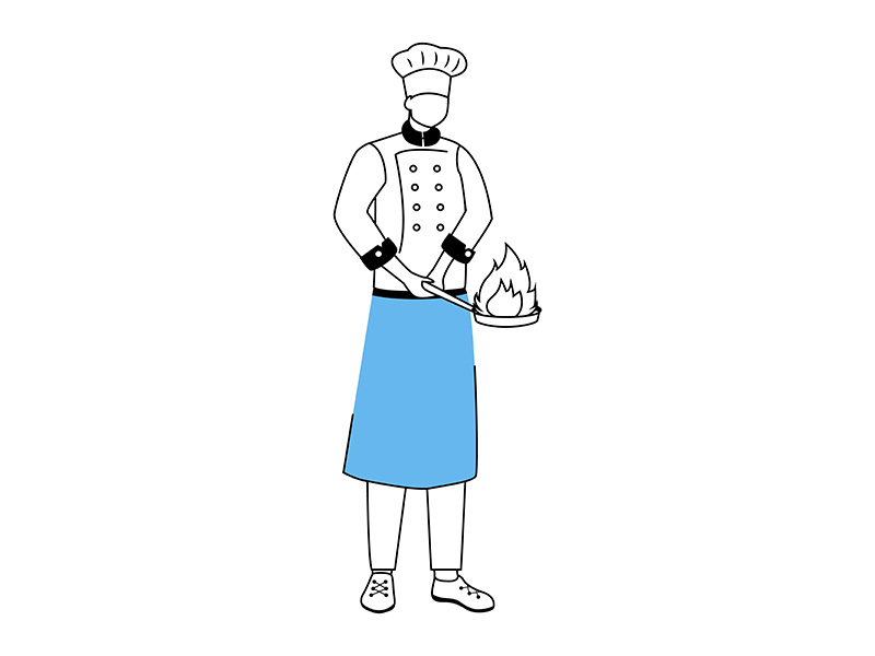 Chef with frying pan flat vector illustration